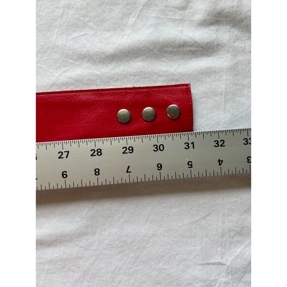 Vintage Red Jacquard Satin Mini Skirt w/Matching Belt 23" Stretch Waist - Picture 10 of 14